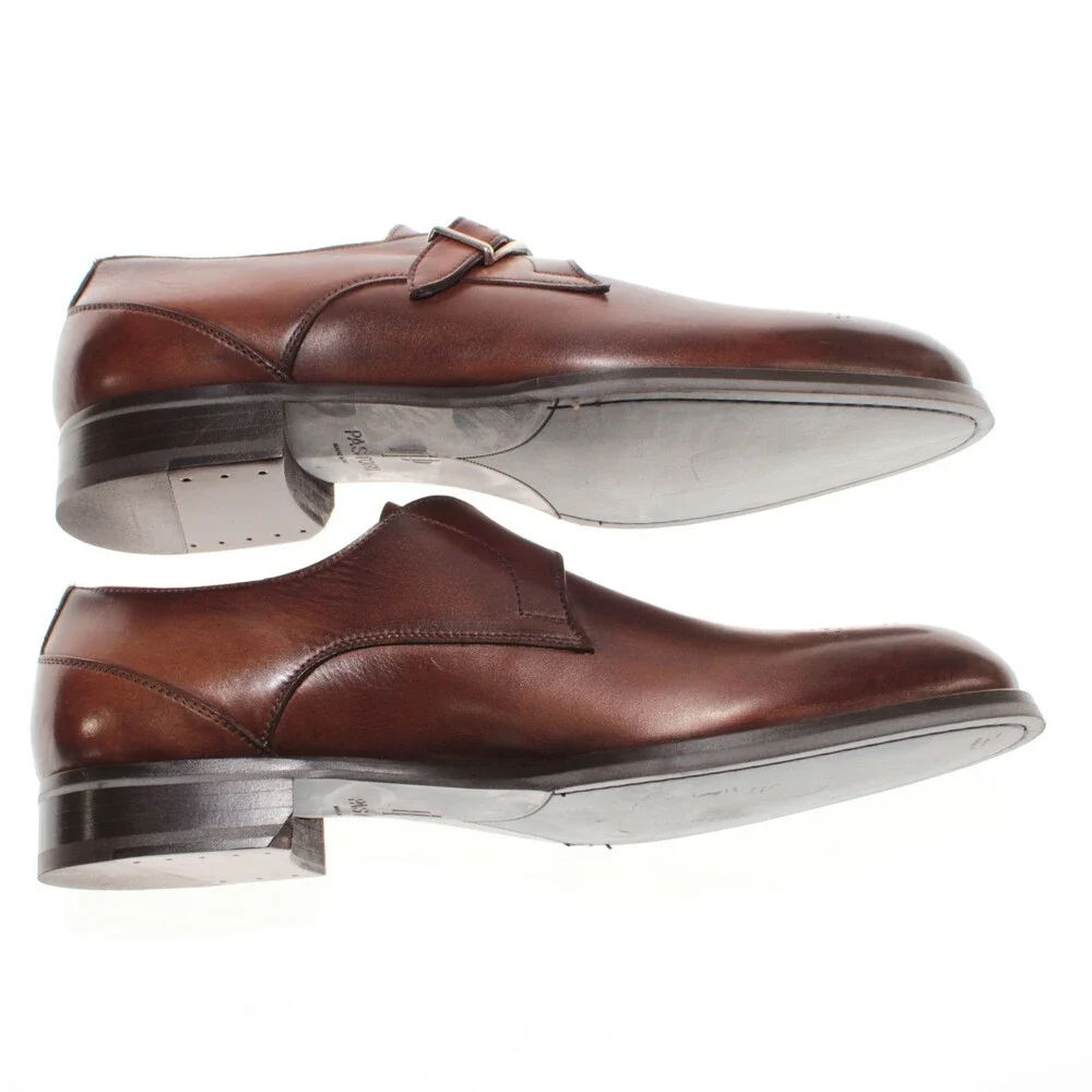 Pastori NWB Single Monk Strap Dress Shoes Size 11 US in Brown Leather